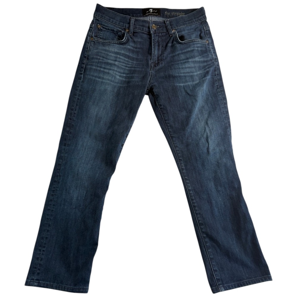 7 For All Mankind Luxe Performance The Straight Jeans Women 29 Blue Denim Cotton